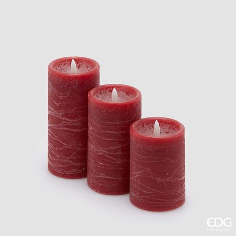 EDG Set 3 Pezzi Candela Led Soffio Bordeaux H 15 (1/3)