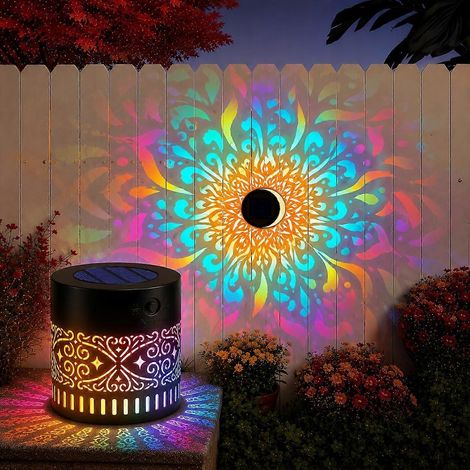 Projecteur solaire mandala mural extérieur lampe LED étanche pour terrasse cour et jardin (1/5)