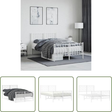 Metallbett -  Bettgestell mit Kopf- und Fußteil Metall Weiß 120x200 cm (1/5)