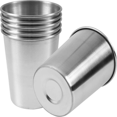 Lot de 6 gobelets de 230 ml en acier inoxydable résistant aux chocs, pour adultes et enfants, couleur argent. (1/5)
