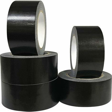 Lot de 5 rubans adhésifs en tissu noir 220 microns x 50 mm x 20m, gaffer noir,ruban adhésif americain de réparation d'étanchéité,heavy duty duct tape,ruban large resistant noir (1/5)
