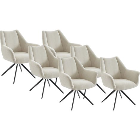 Sedia con braccioli in Tessuto e Metallo Nero Beige - Lotto di 6 - KARDESA della Maison Céphy (1/4)