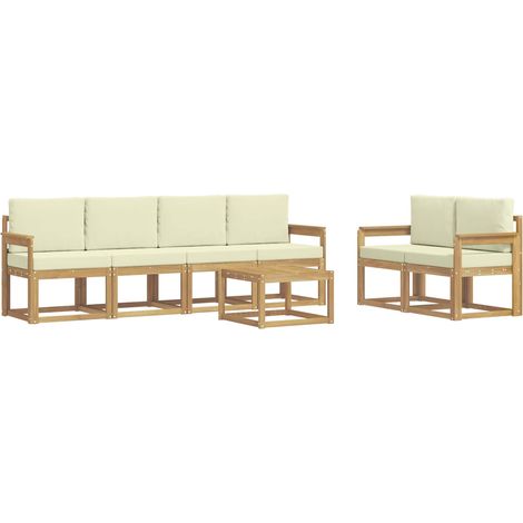Set di divani da esterno con cuscino 7 pcs Bianco e Crema vidaXL