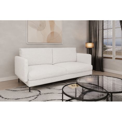 Sofa Designersofa HELMER 3-Sitzer Stoff Baloo Weiß