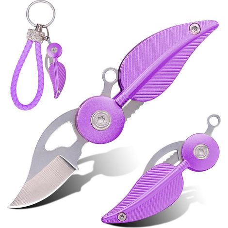 Mini Klappmesser mit Aluminiumgriff, Schlüsselanhänger, lila