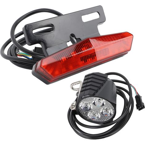 Kit d'éclairage avant et arrière à LED avec klaxon et bouton pour vélo électrique 24-48 V (1/5)