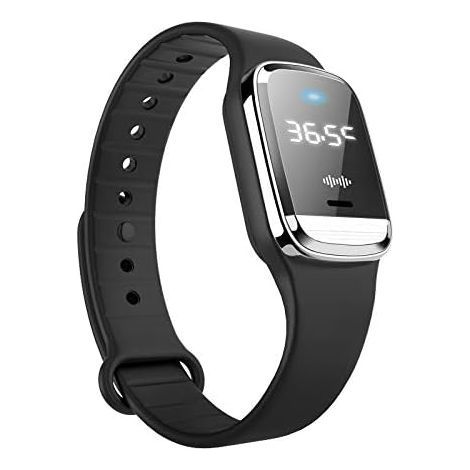 Mosquito Repellent Bracelets with Body Temperature Display, USB Rechargeable Waterproof Ultrasonic Mosquito Repellent Watch for Adults and Children, Indoor and Outdoor Use, Black (1/5)