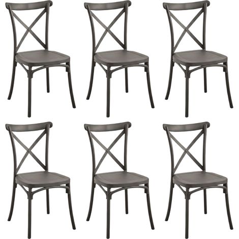 Set 6 Sedie Design Impilabile Moderne per Cucina Pranzo Ufficio Antracite