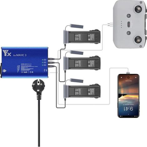 Chargeur de Batterie 5 en 1 Hub de Chargeur Intelligent pour Batterie de Drone DJI Mavic 3 ou télécommande (1/5)