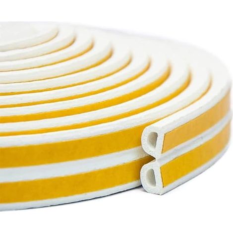 Ruban d'Étanchéité pour Portes Joint de Porte Fenêtre Autoadhésif en Caoutchouc Imperméable Anticollision Joint Bande de Mousse 10M Blanc (1/5)