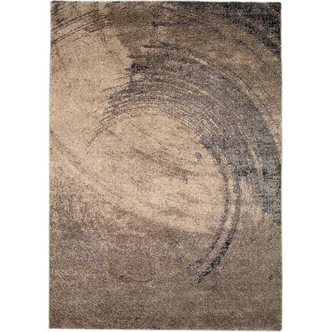 Tapis salon et chambre 160x230 marron clair et foncé tissé motif abstrait BINBA