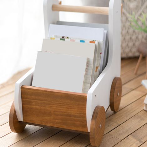 Organiseur de bureau en bois avec autocollants mignons de dessin animé pour bureau, bibliothèque, etc. Idéal pour étudier, chambre d'enfant, bureau, dortoir, etc. (1/5)