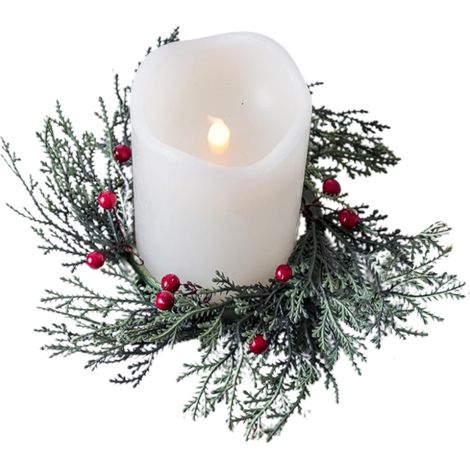 Couronnes De Bougie Décoration De Table pour Les Fêtes d'hiver Couronne De Bougie De Noël En Végétation Artificielle Pour le Salon la Cheminée la Chambre le Bureau la Table de Chevet et (1/5)