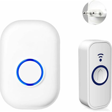 Sonnette sans fil, 58 sonneries électroniques et 4 volumes. Kit de sonnette sans fil intérieur/extérieur avec flash LED, émetteur et récepteur inclus. - BDD (1/5)