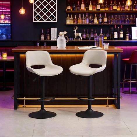 Set de 2 tabourets de bar de luxe et pivotants, pour patio, jardin et bar extérieur (1/5)