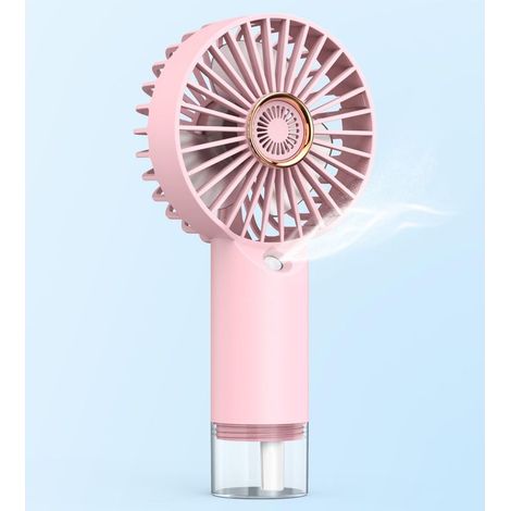 Tragbarer Sprühventilator, Mini-Lautloser Handventilator für den Schreibtisch, 3-stufiger, USB-wiederaufladbarer Taschenventilator für Zuhause, Büro und Reisen (Pink) (1/5)