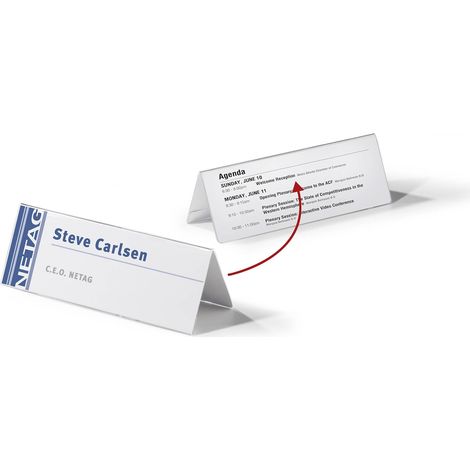 10 - Porte-Noms - Chevalet de Table - Double Face - Pour Conférences et Séminaires - Transparent - 10,5 x 29,7 cm