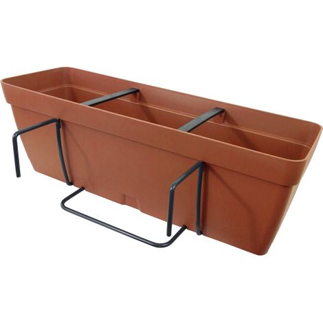 Jardinera 60 cm con escuadra de fijación cuadrada - Terracota (1/4)