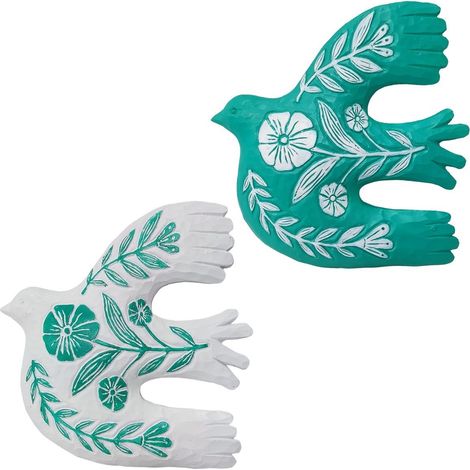 Set de 2 golondrinas de pared de resina turquesa 20 cm (1/3)