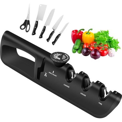 Aiguiseur De Couteaux, Bouton D\'angle Réglable À 6 Niveaux Aiguiseur De Couteaux Professionnel Multifonctionnel (1/5)