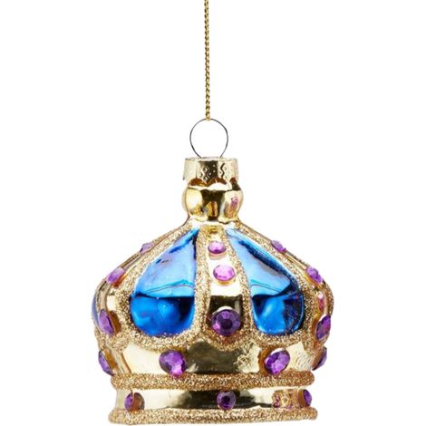 Pendaglio per albero di Natale a forma di corona, in vetro, 8 cm -Azzurro (1/2)