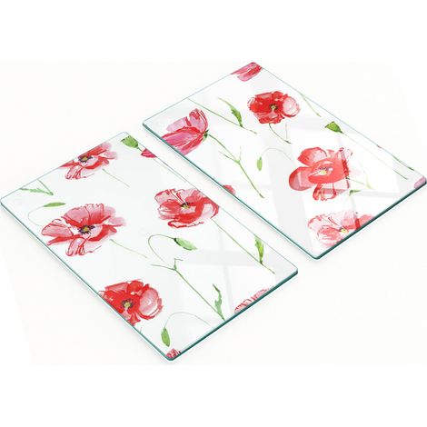 Tableros decorativos multifuncionales de vidrio templado Maki para cocina, 2x30x52 cm.