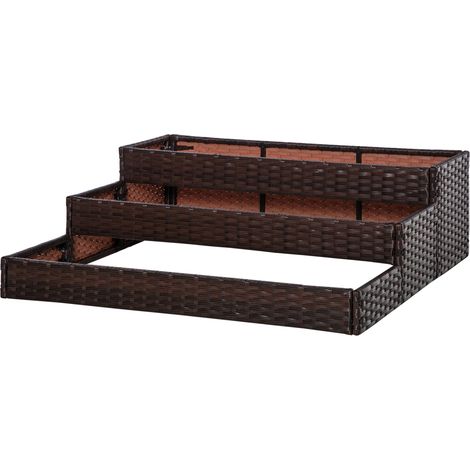 Orto Rialzato 3 Livelli 120x120x40 cm in Rattan Sintetico Grigio (1/5)
