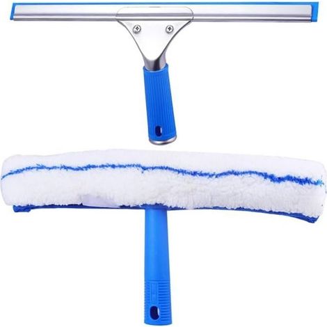 Kit de nettoyage de vitres professionnel – Raclette à vitres 35cm et lave-vitres en microfibre, raclette de douche et essuie-miroirs pour voiture (1/5)