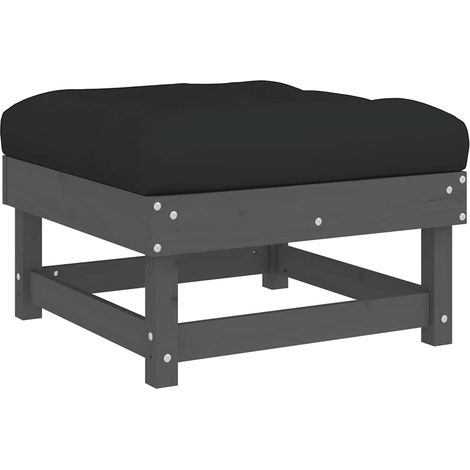 Maison Exclusive - Gartenhocker mit Kissen Grau Massivholz Kiefer