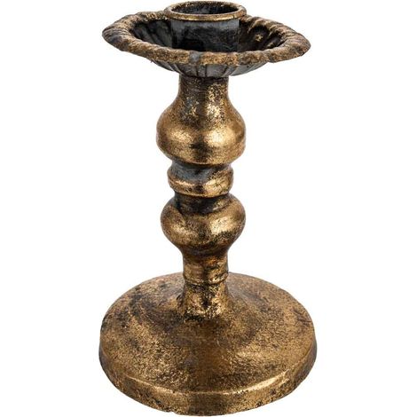 Candelabro de metal dorado 9.2x9.2x15h cm