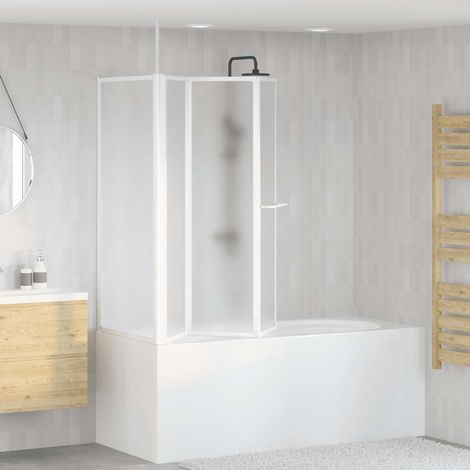 vidaXL Pare baignoire en L 70x120x137 cm 4 panneaux pliables (1/5)