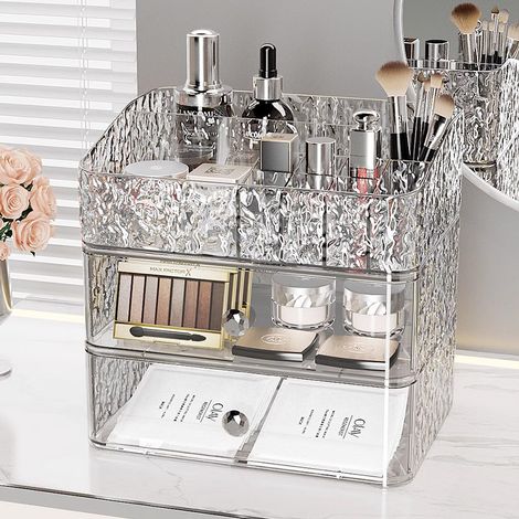 Coiffeuse rangement rouge à lèvres organisateur maquillage boîte de rangement compartiment masques faciaux tiroir cosmétiques bureau de maquillage rangement beauté (1/5)