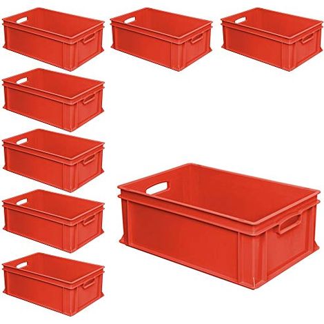 BRB 8 Eurobehälter mit 2 Durchfassgriffen 600x400x220 mm, 43 Liter, PE-HD rot
