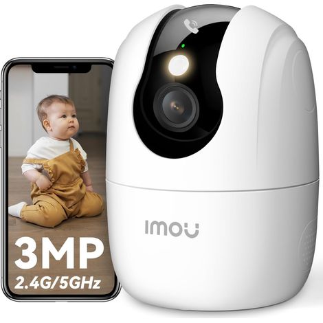 Camera Surveillance WiFi Intérieur 360° Wi-Fi 6 Double-Bande 2.4G/5GHz Vision Nocturne Couleur Détection Personnes/Animaux Suivi Intelligent (1/5)