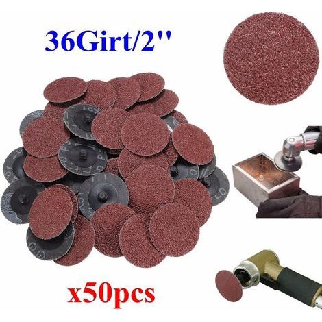 50Pcs 36 Grit 2' Roll verrouillage Ponage disques Type R Roloc Convient pour Abrasif - (1/4)