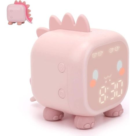 Réveil pour enfants, réveil numérique pour chambre d'enfant, lumière de réveil avec réveil USB (rose) (1/5)