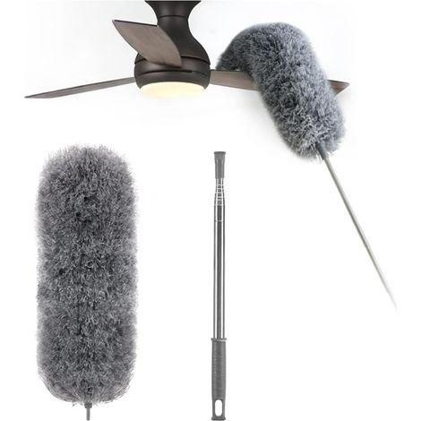 Plumeau En Microfibre - Manche Télescopique Extensible Jusqu'à 254 Cm Et Flexible À 90° - Pour Nettoyage Poussière Et Toiles D'araignée - 1 Pièce (1/5)