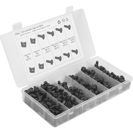 Écrous à cage M6, vis de fixation en acier carbone, kit de montage pour racks, châssis, contrôleurs et armoires. (1/5)