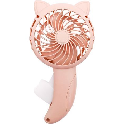 Ortviai Ventilateur manuel à pression, design oreilles de chat rose, sans pile, en PP, 11 x 4 x 20 cm (1/5)