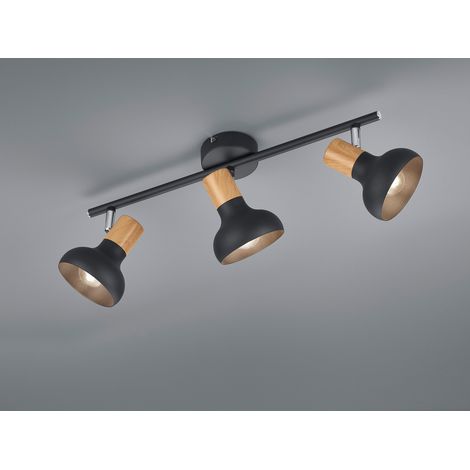 Deckenstrahler LATIKA aus Metall in Schwarz & Holzoptik, Breite 47cm