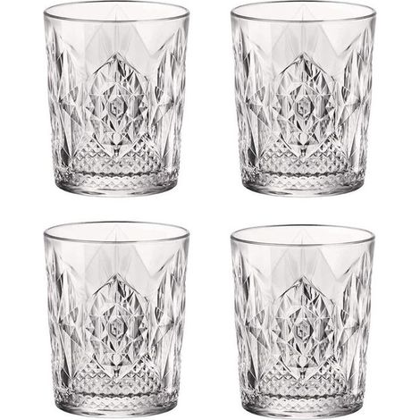 Bormioli Rocco 666218GRB021990 Bartender Stone Set 4 Bicchieri DOF Whisky Cocktail 390ml colore Trasparente