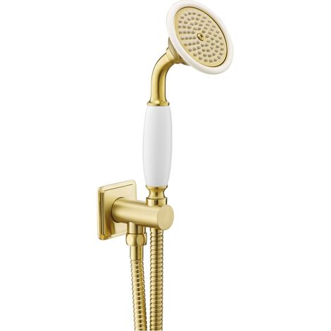 JTP Grosvenor Round Water Outlet with Holder and Slim Handshower - Brushed Brass (1/2)
