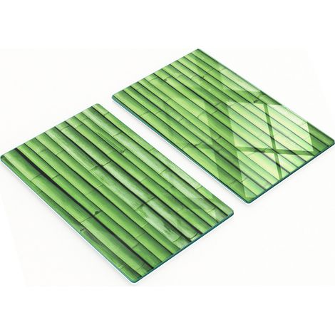 Tablas decorativas de vidrio para cortar y servir, bamb煤 verde, 2x30x52 cm