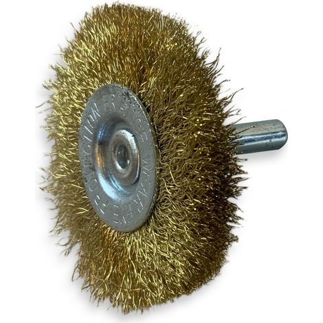 Brosse circulaire métallique sur tige Ø 50 mm Fil laiton souple - Quantité x 1 - Ø 50 mm - Ep. 8 mm - Laiton souple (1/5)