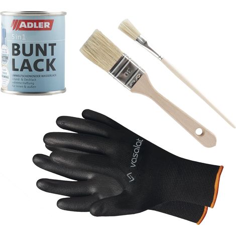 Adler 5in1 Buntlack, Grundlack - ideal als Möbelfarbe und Heizkörperlack verwendbar mit 2x Pinsel RAL7016 Anthrazitgrau 125ml (1/4)