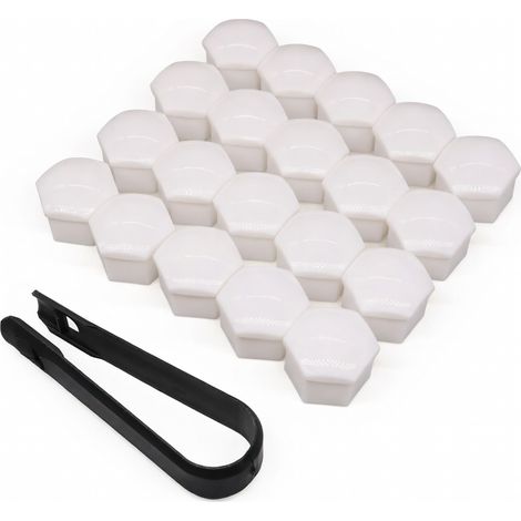 Capuchons d'écrous de roue T39 17 mm blanc brillant (1/5)