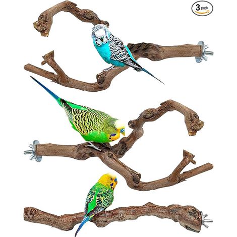 Perchoir Perchoirs en Bois de Raisin Oiseaux Perchor à Oiseaux en Bois Naturel Branches pour Cage à Oiseau Adaptées pour Oiseaus Aux Aiguiseurs de Griffes et de Becs (1/5)