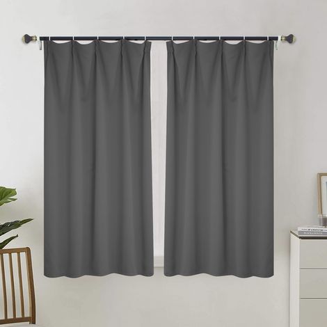 Rideau occultant pour salon, rideau isolant thermique, rideau à œillets, adapté aux portes-fenêtres (2 pièces, 100 x 110 cm).