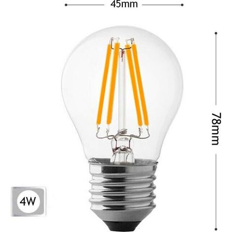 Lampadina Led 4w Luce Calda Filamento In Vetro Trasparente E27 4 W G45a-tc