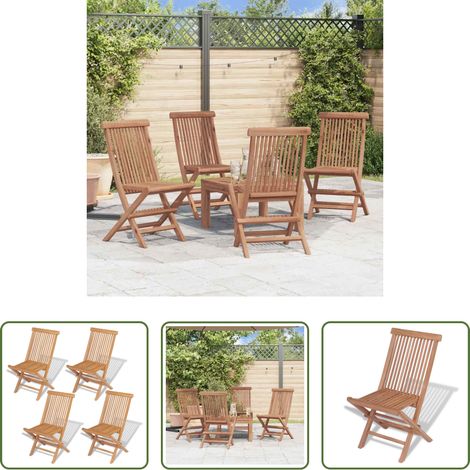 Teakholz -  Klappbare Gartenstühle 4 Stk. Massivholz Teak (1/5)
